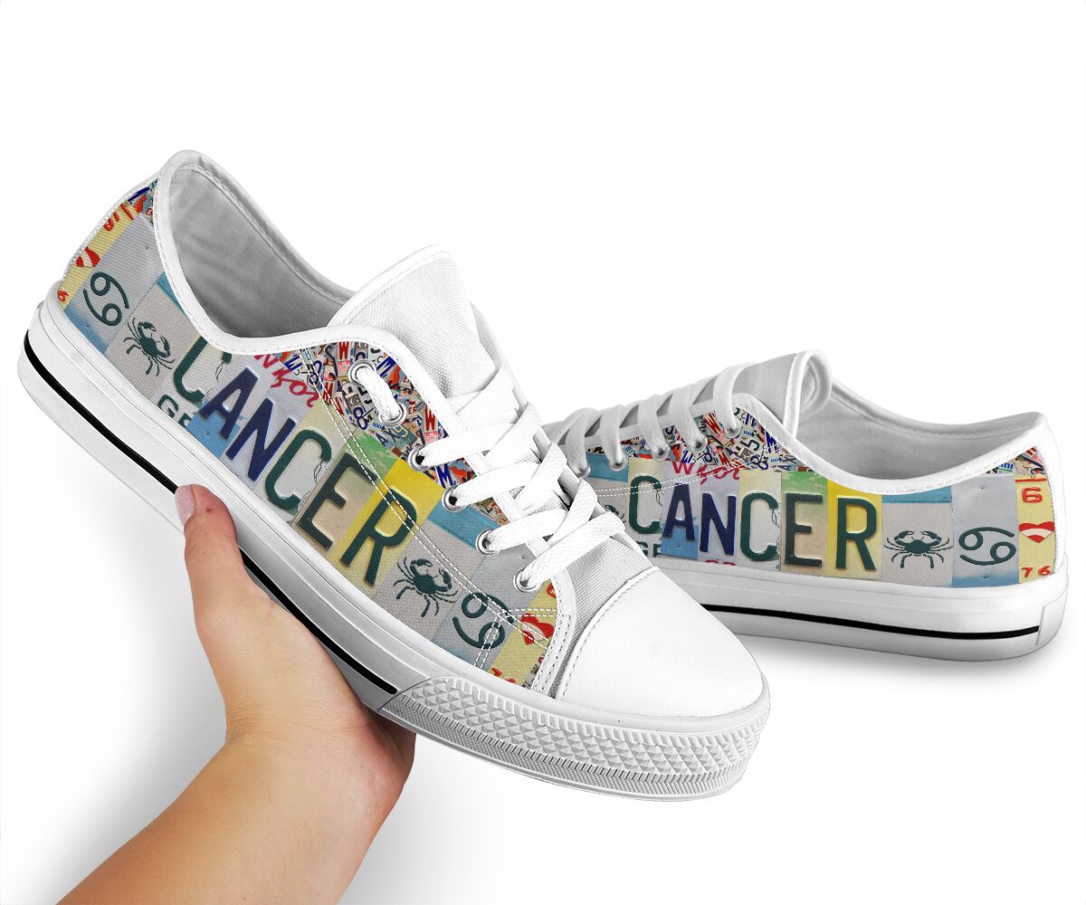 Cancer license plates low top shoes - pic 3