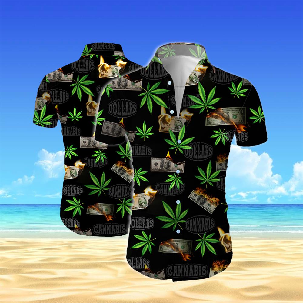 Cannabis dollars all over printed hawaiian shirt