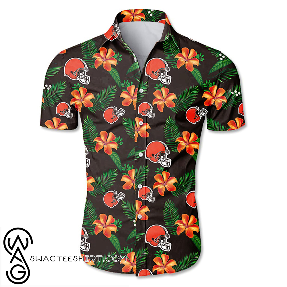 Cleveland browns tropical flower hawaiian shirt