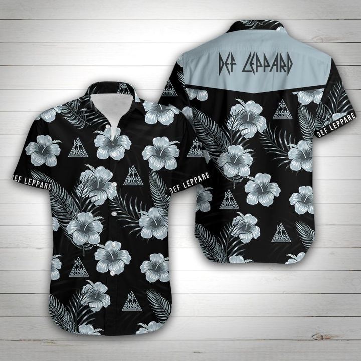 Def leppard floral hawaiian shirt