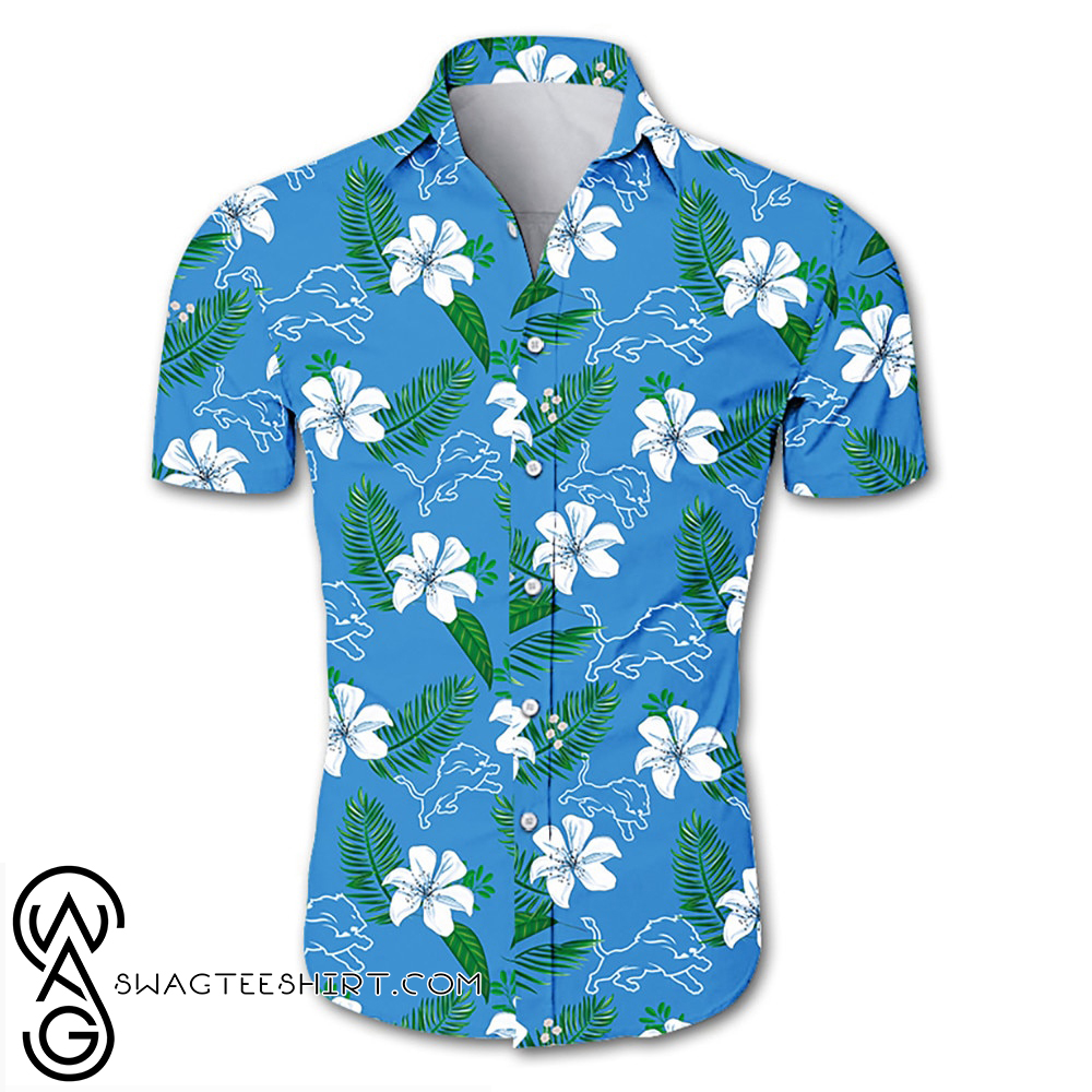 Detroit lions tropical flower hawaiian shirt