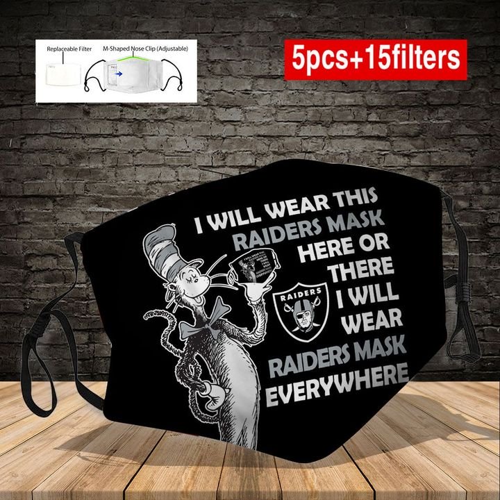 Dr seuss I will wear this raiders mask here or there face mask