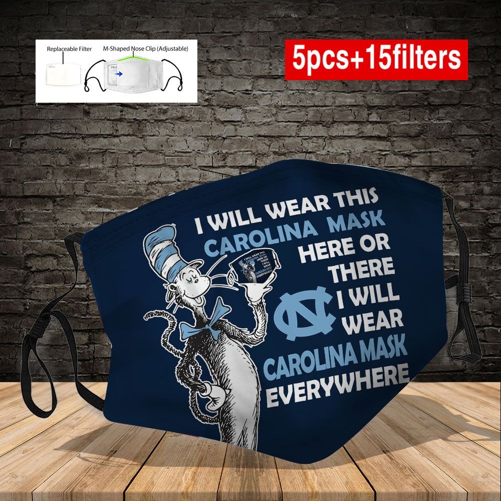Dr seuss i will wear this carolina mask here or there face mask