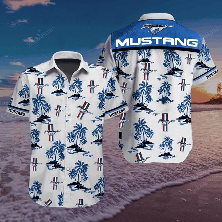 Ford mustang logo hawaiian shirt