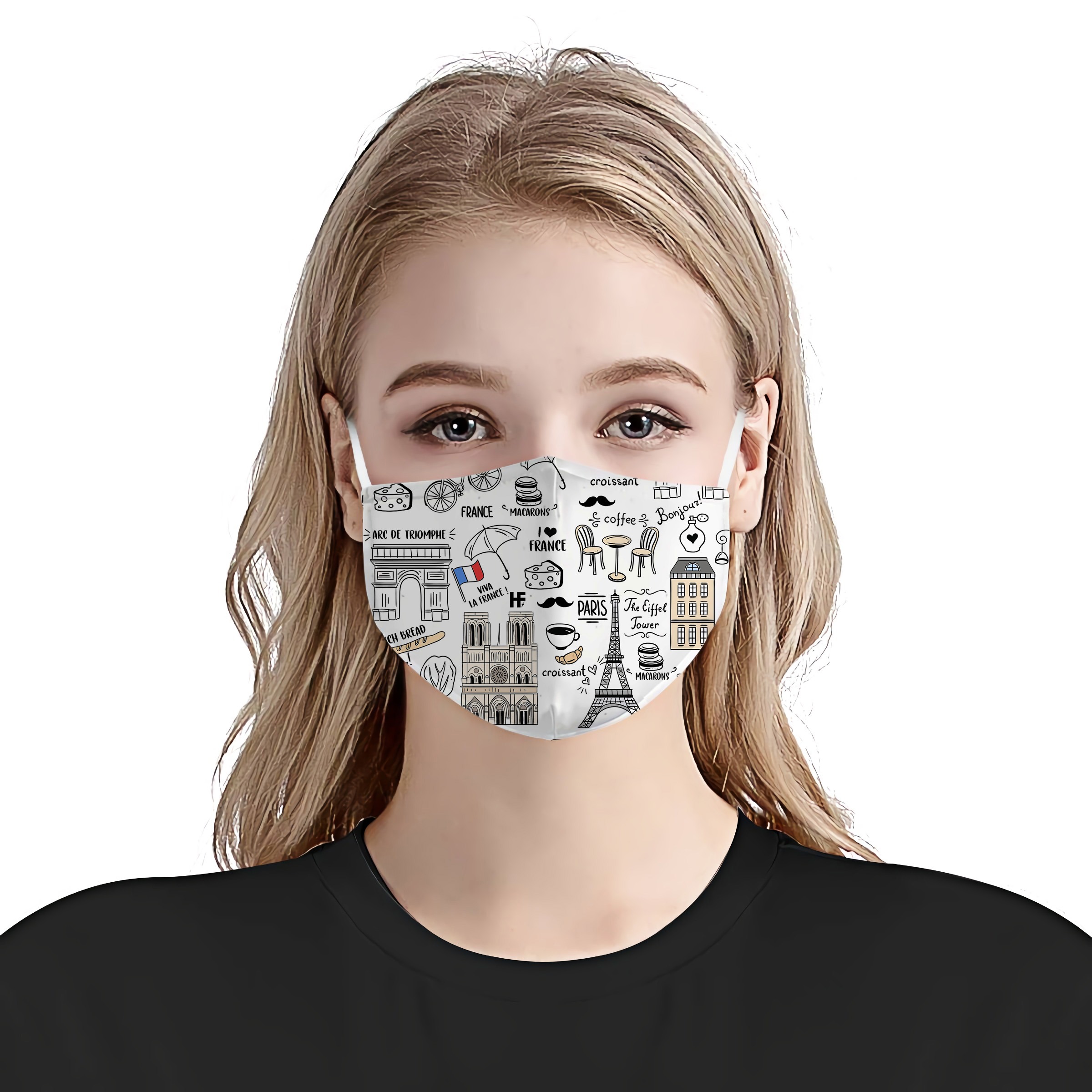 I love france doodle face mask