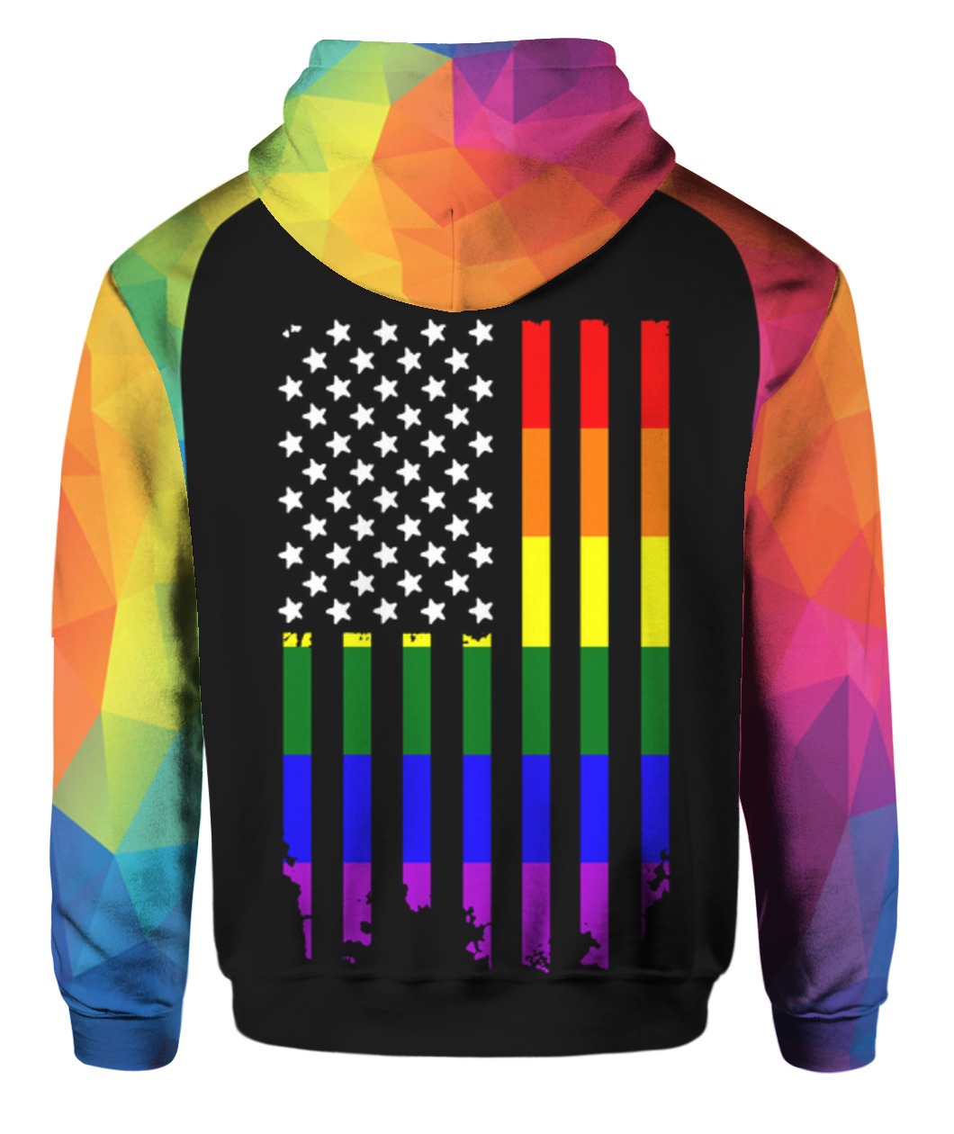LGBT pride american flag 3d hoodie - back