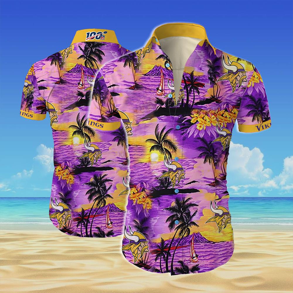 Minnesota vikings team all over printed hawaiian shirt