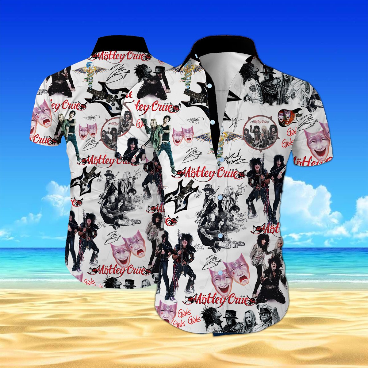 Motley crue all over printed hawaiian shirt – maria