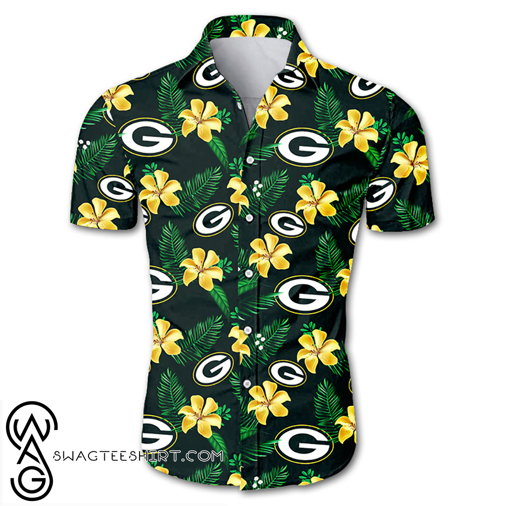 NFL green bay packers tropical flower hawaiian shirt