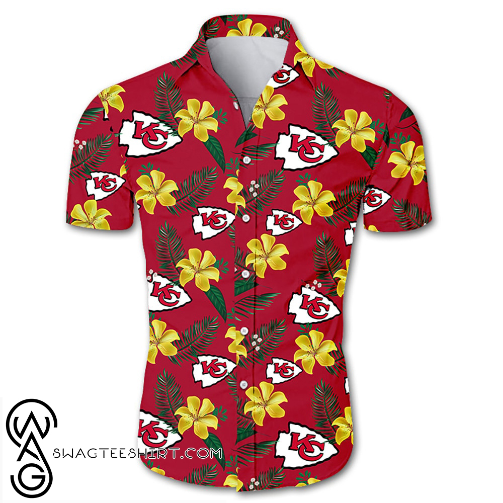 NFL kansas city chiefs tropical flower hawaiian shirt