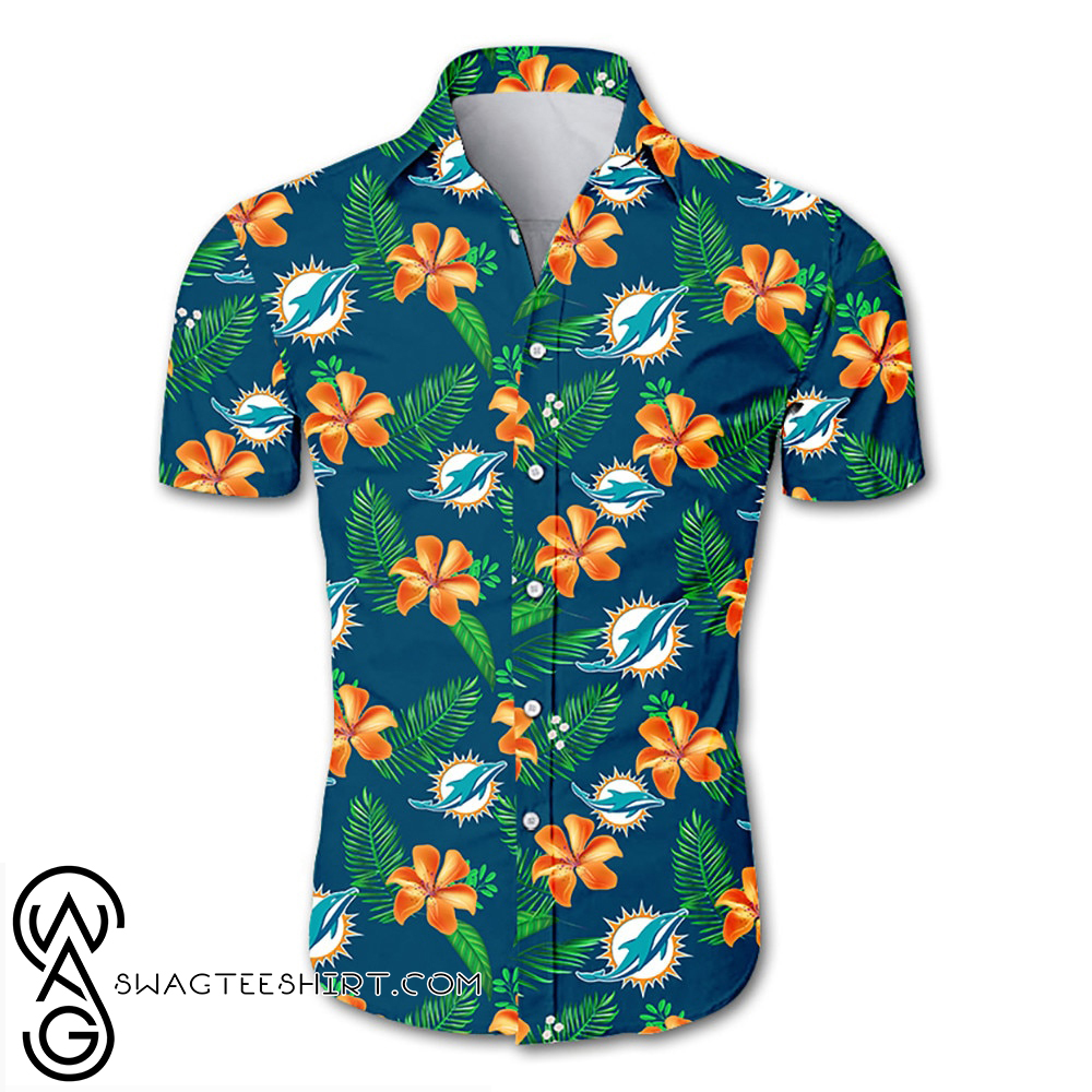 NFL miami dolphins tropical flower hawaiian shirt