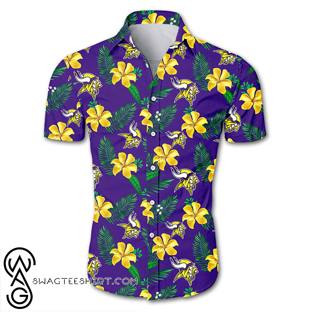 NFL minnesota vikings tropical flower hawaiian shirt