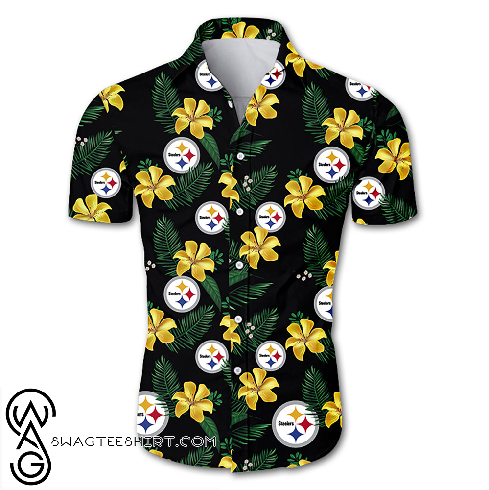 NFL pittsburgh steelers tropical flower hawaiian shirt