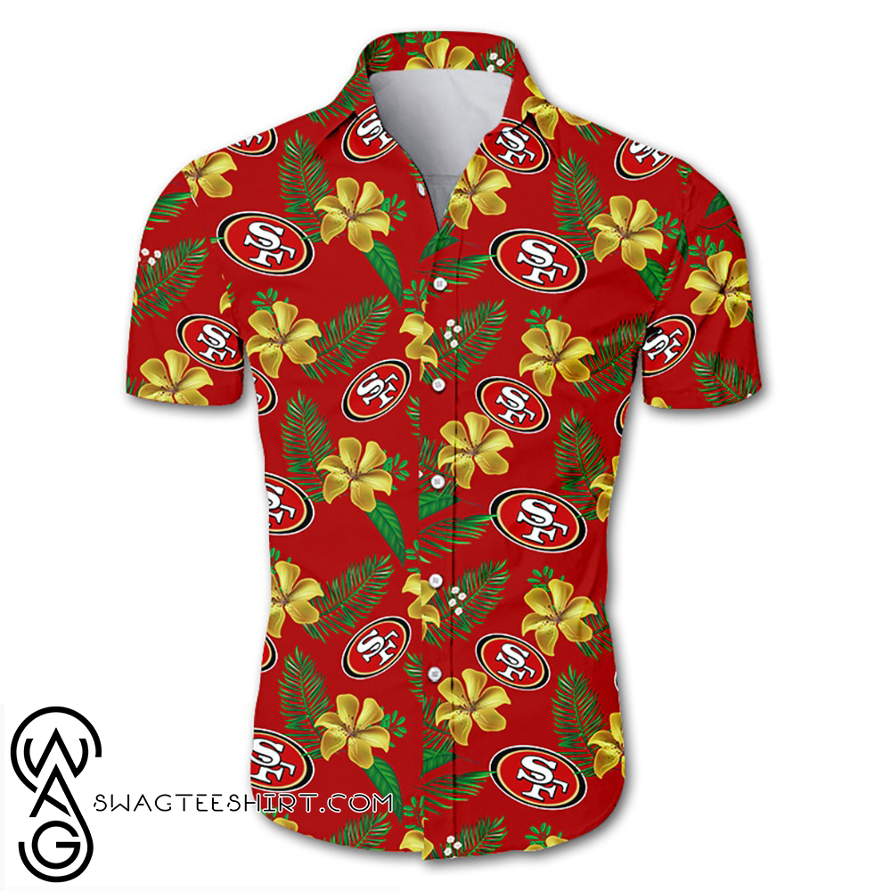 NFL san francisco 49ers tropical flower hawaiian shirt
