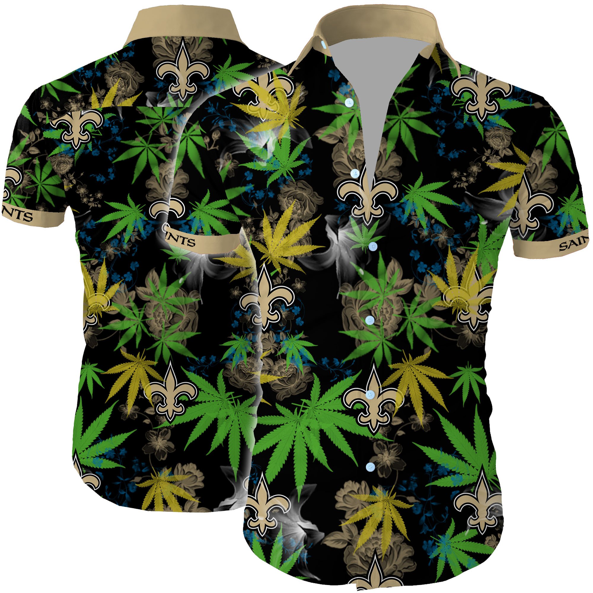 New orleans saints cannabis all over printed hawaiian shirt - Maria ...