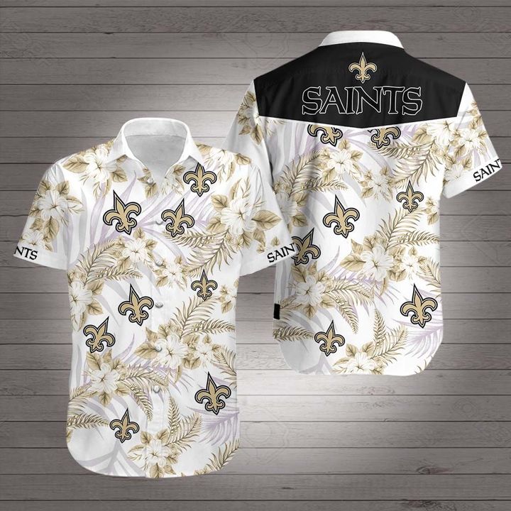New orleans saints football floral hawaiian shirt