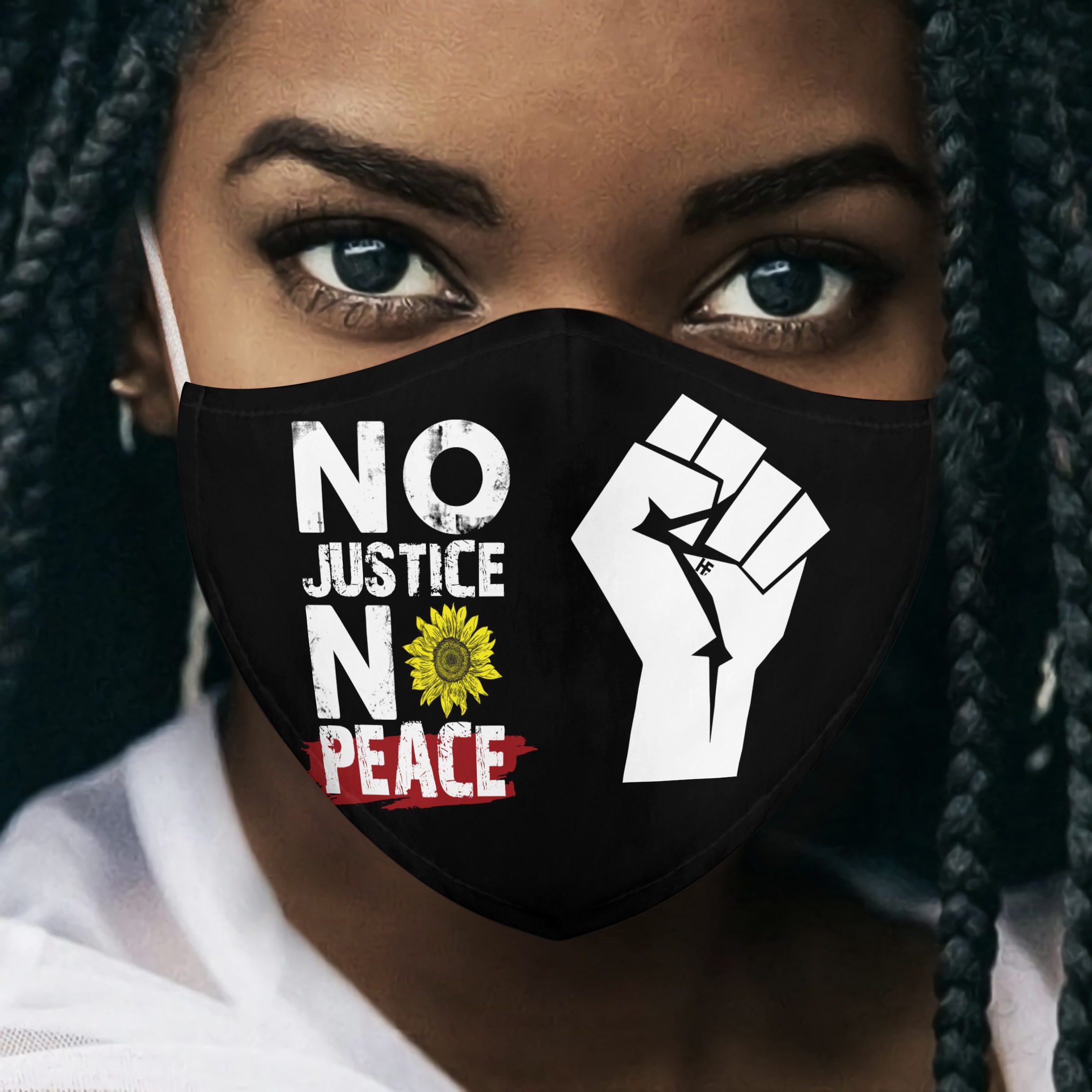 No Justice No Peace Black Lives Matter mask