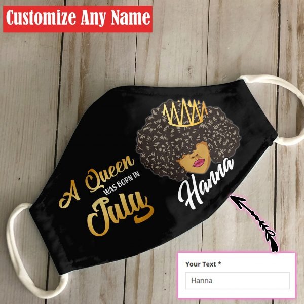 Personalized july black queen face mask
