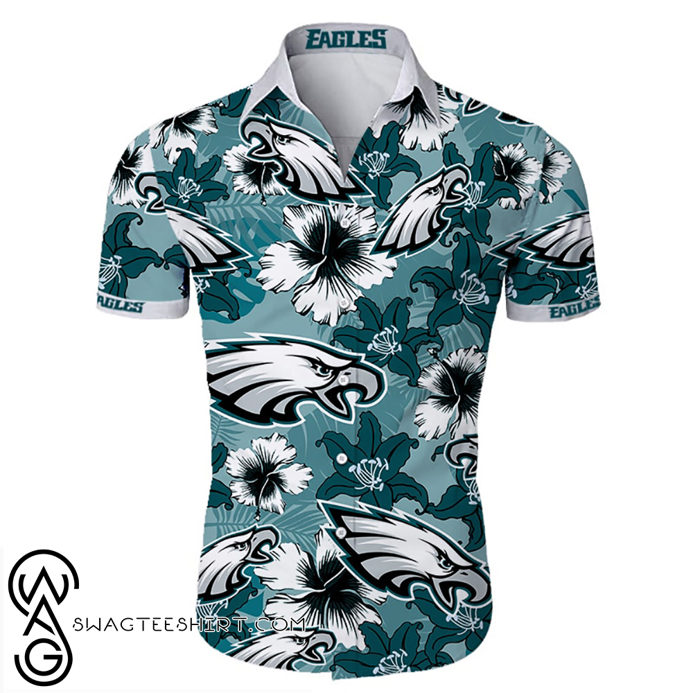 Philadelphia eagles tropical flower hawaiian shirt