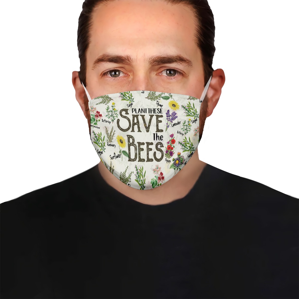 Plant these save the bees face mask - detail