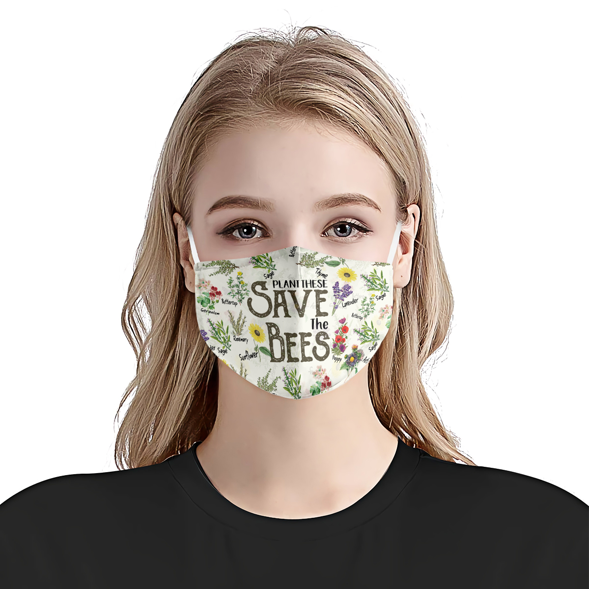 Plant these save the bees face mask