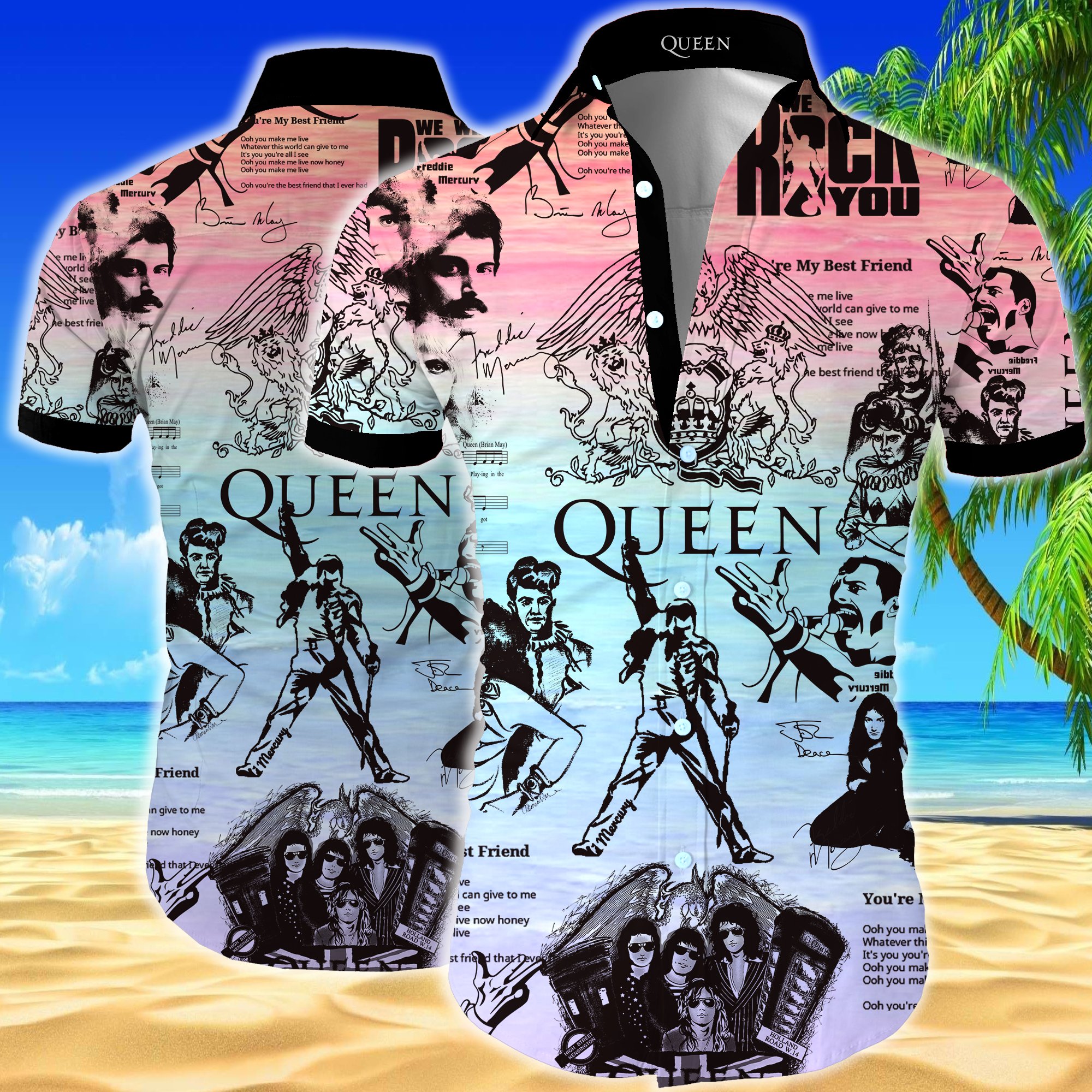 Queen all over printed hawaiian shirt