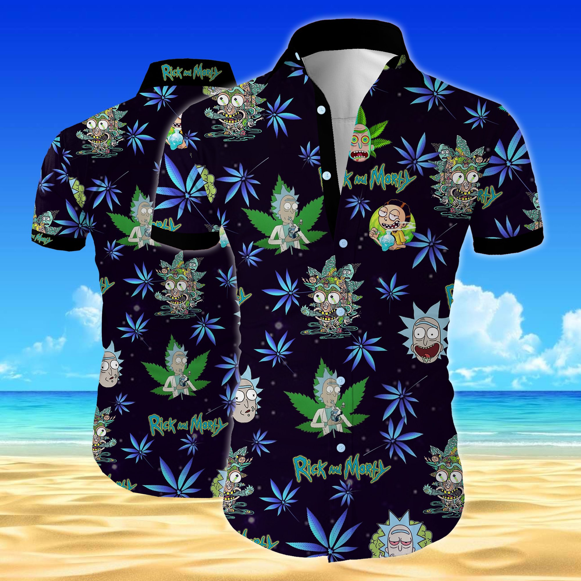 Rick and morty all over printed hawaiian shirt