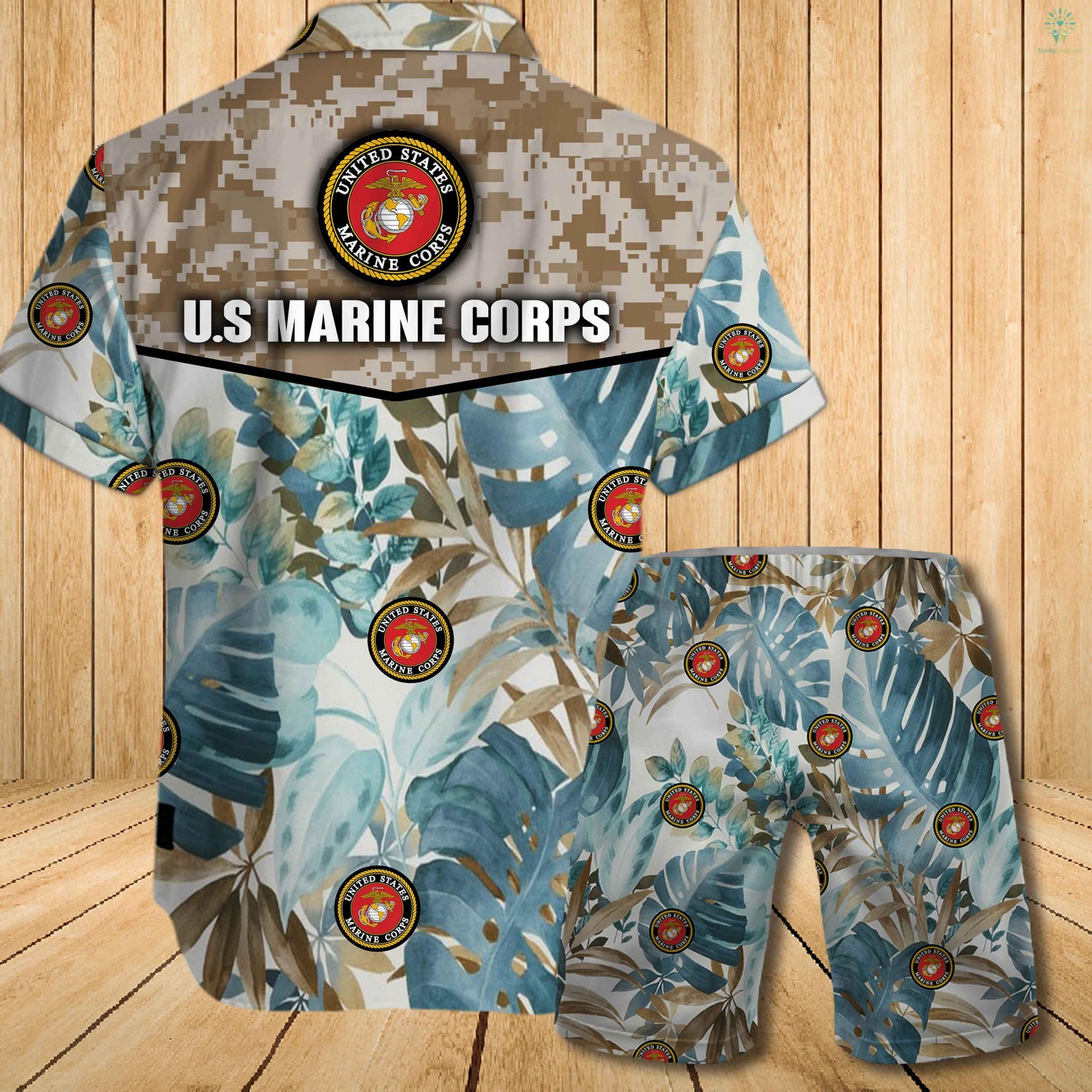 US marine corps all over printed hawaiian shirt