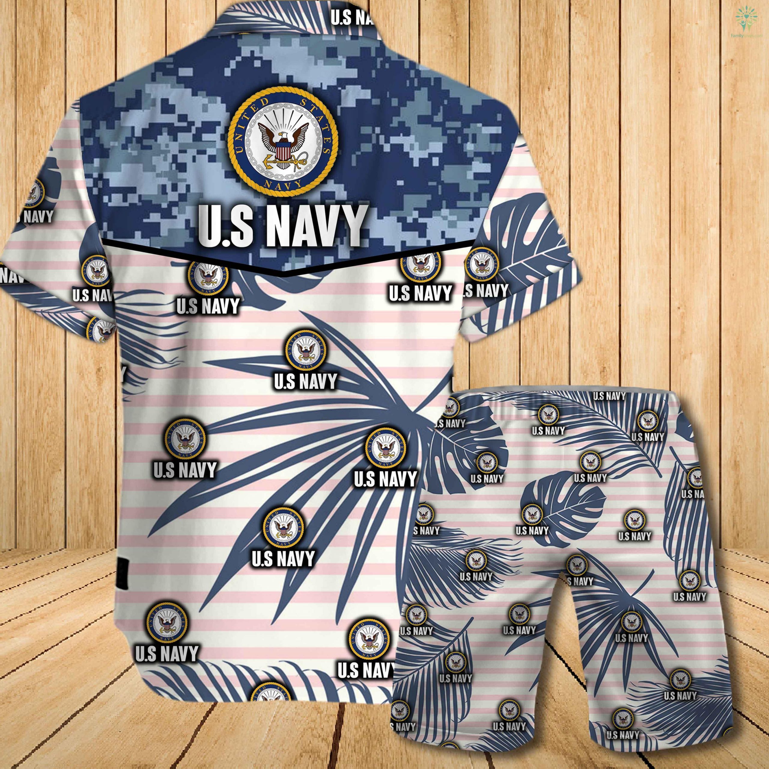 US navy all over printed hawaiian shirt