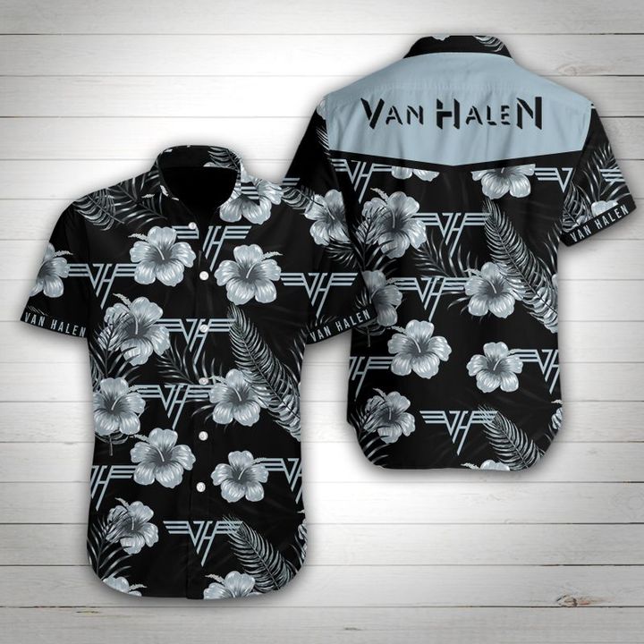 Van halen tropical flower hawaiian shirt