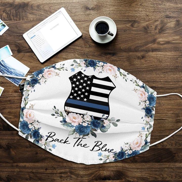 Back The Blue The Thin Blue Line Flowers face mask