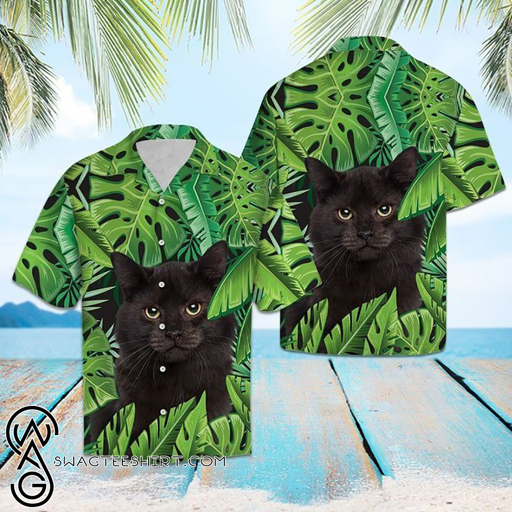 Beach hawaii black cat tropical hawaiian shirt – Maria