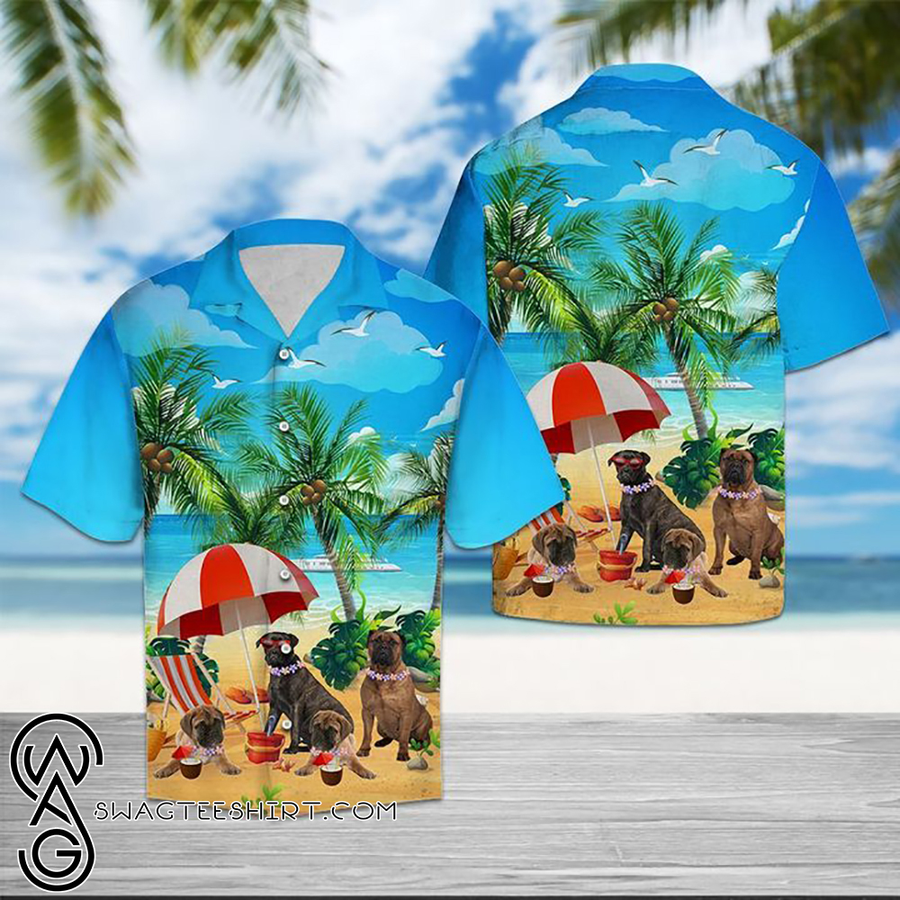 Beach hawaii bullmastiff hawaiian shirt