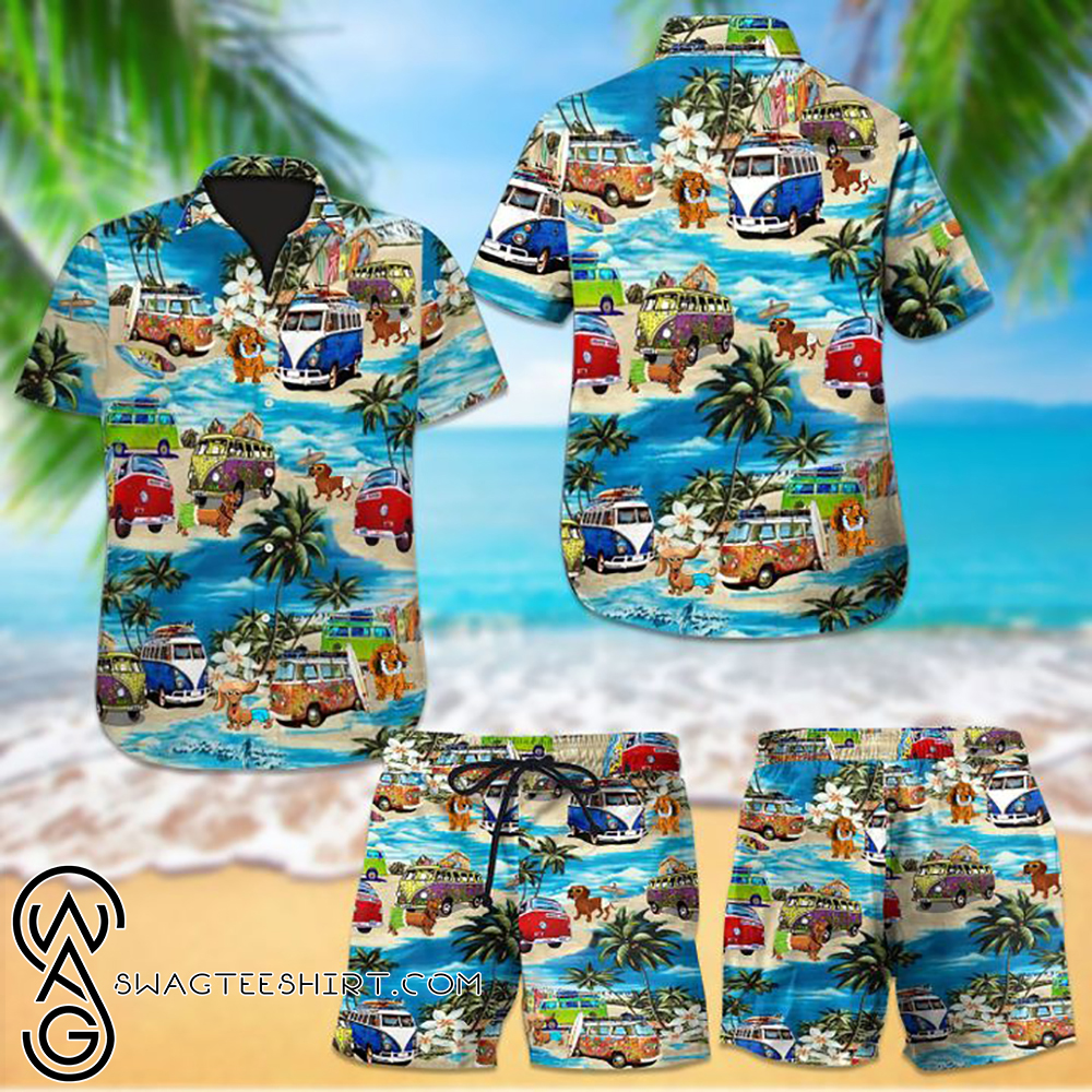 Beach hawaii dachshund dog hawaiian shirt