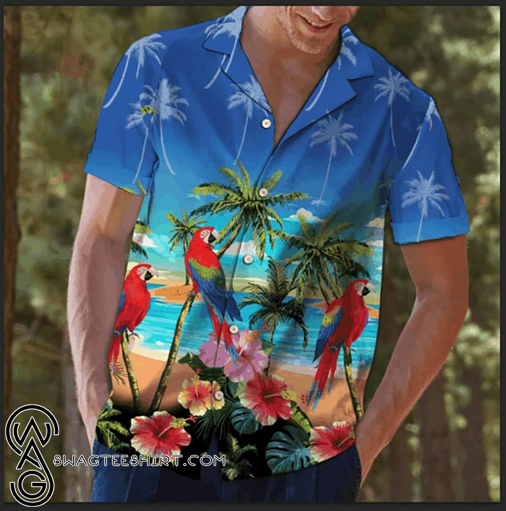 Beach hawaii parrot summer hawaiian shirt