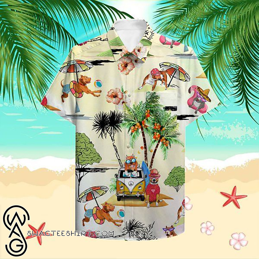 Beach hawaii pitbull hawaiian shirt