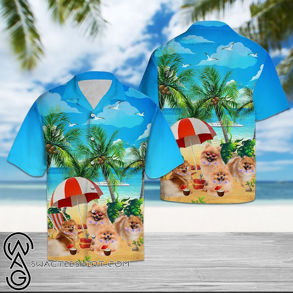 Beach hawaii pomeranian hawaiian shirt