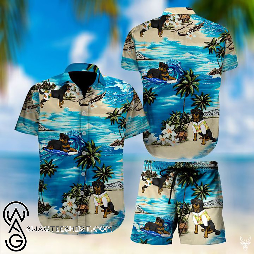 Beach hawaii rottweiler floral hawaiian shirt