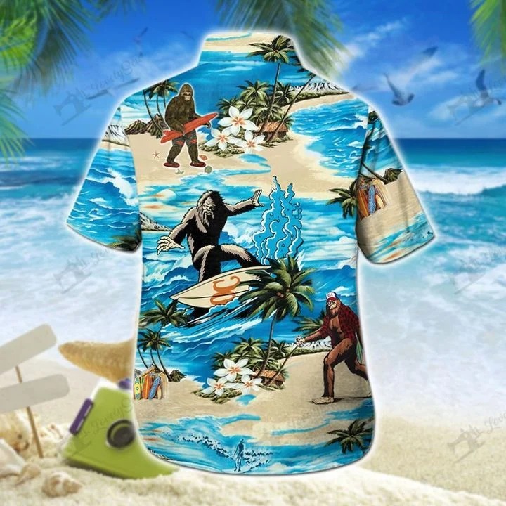 Bigfoot hawaii hawaiian shirt and shorts 4