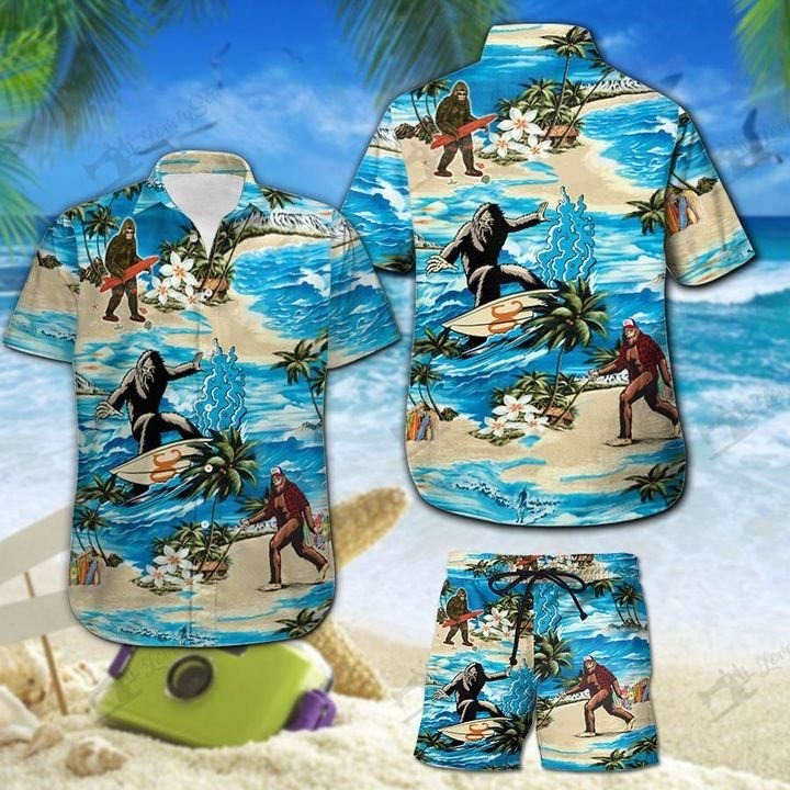 Bigfoot hawaii hawaiian shirt and shorts