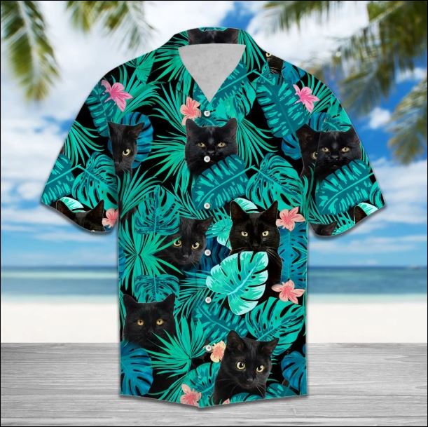 Black cat Hawaiian shirt