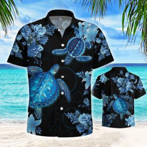 Blue sea turtle hawaiian shirt