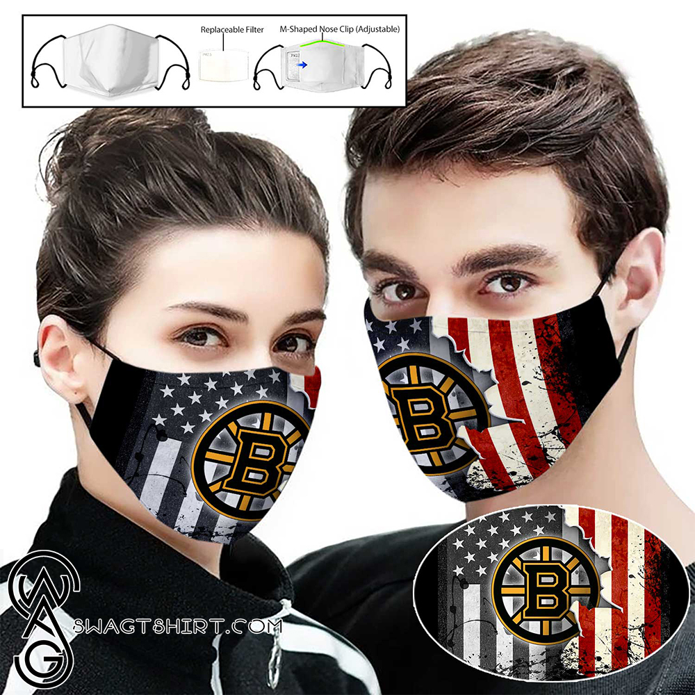 Boston bruins american flag full printing face mask