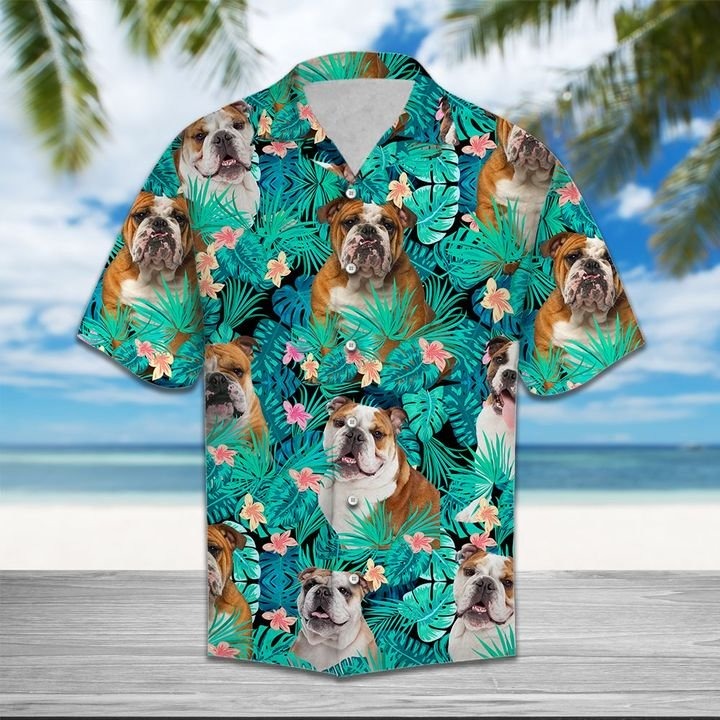 Bulldog tropical hawaiian shirt 1