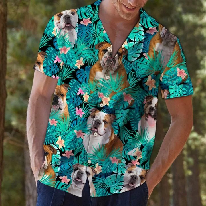 Bulldog tropical hawaiian shirt 2