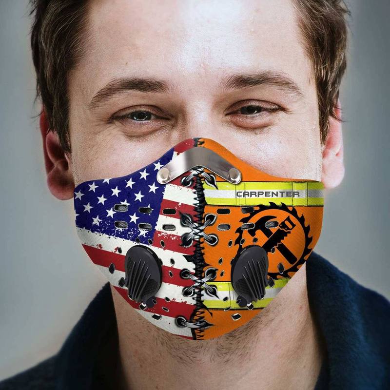 Carpenter american flag anti pollution filter activated carbon face mask