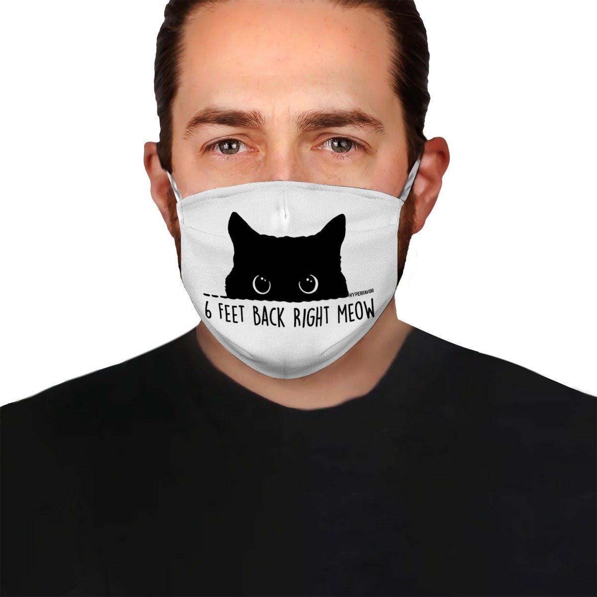 Cat 6 feet back right meow face mask - detail