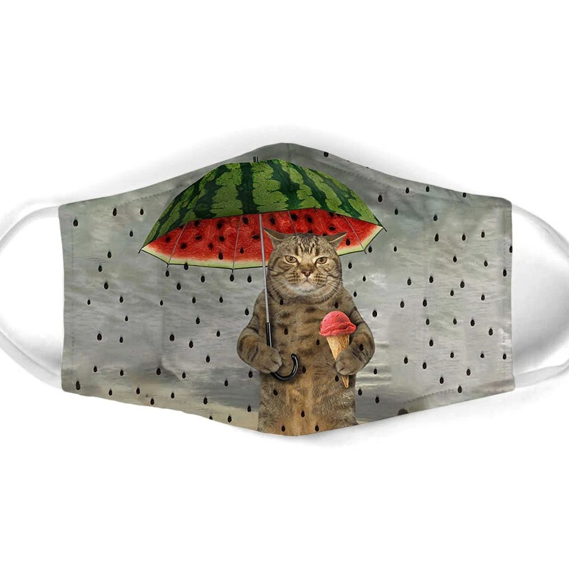 Cat watermelon umbrella face mask 2