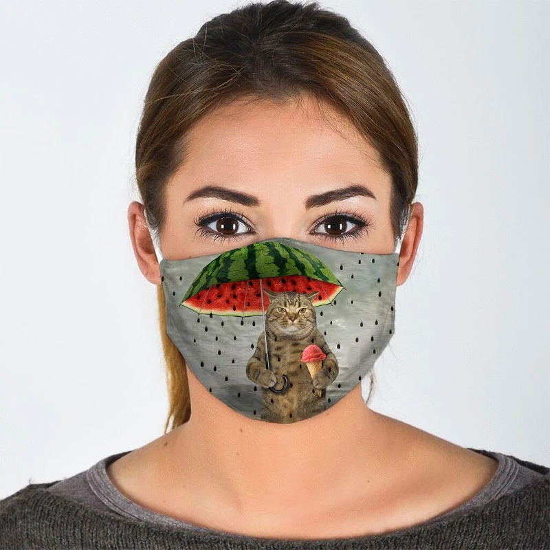 Cat watermelon umbrella face mask