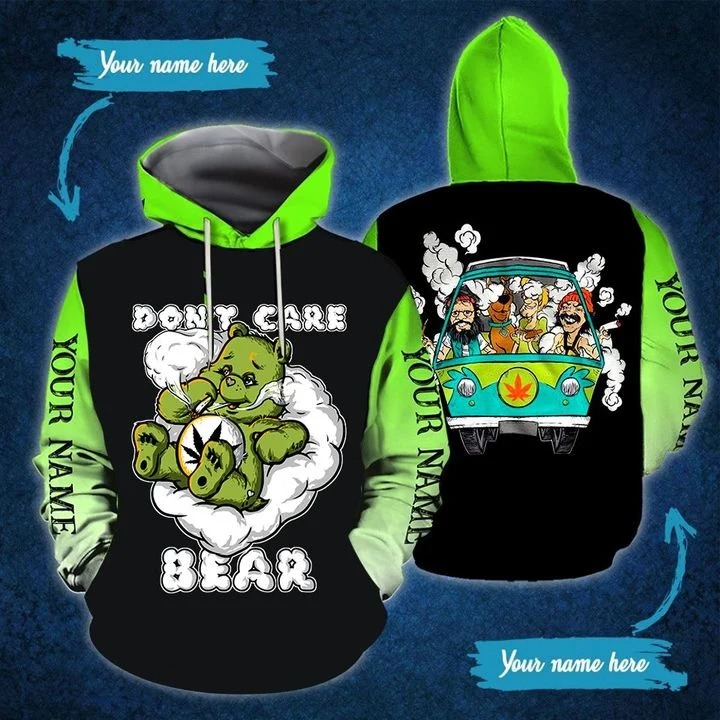 Don't care bear weed cannabis personalize custom name hoodie